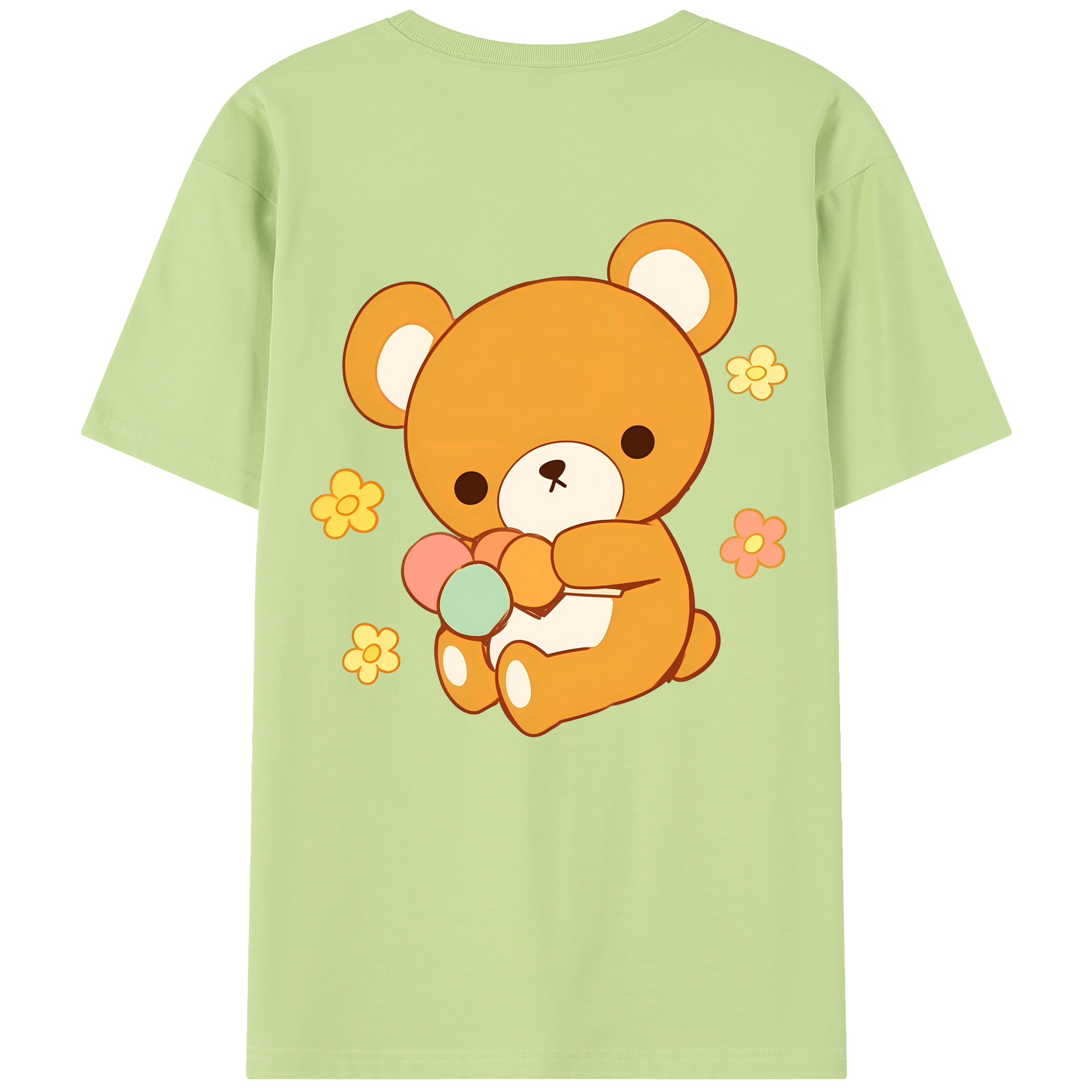 （画像用） リラックマ リラックマ キイロイトリ Rilakkuma Korilakkuma Kiiroitori 綿100％半袖Tシャツ（背面プリント）